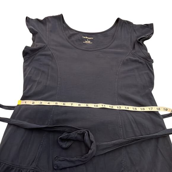 G.H.Bass & Co. Woman Size L Navy Blue Knit Dress Embroidered Drop Waist Tie Belt - Picture 8 of 11